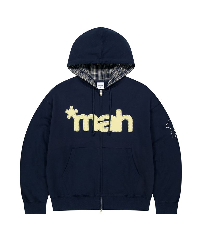 [10주년] mah LOGO CHECK ZIP-UP HOODIE[NAVY]