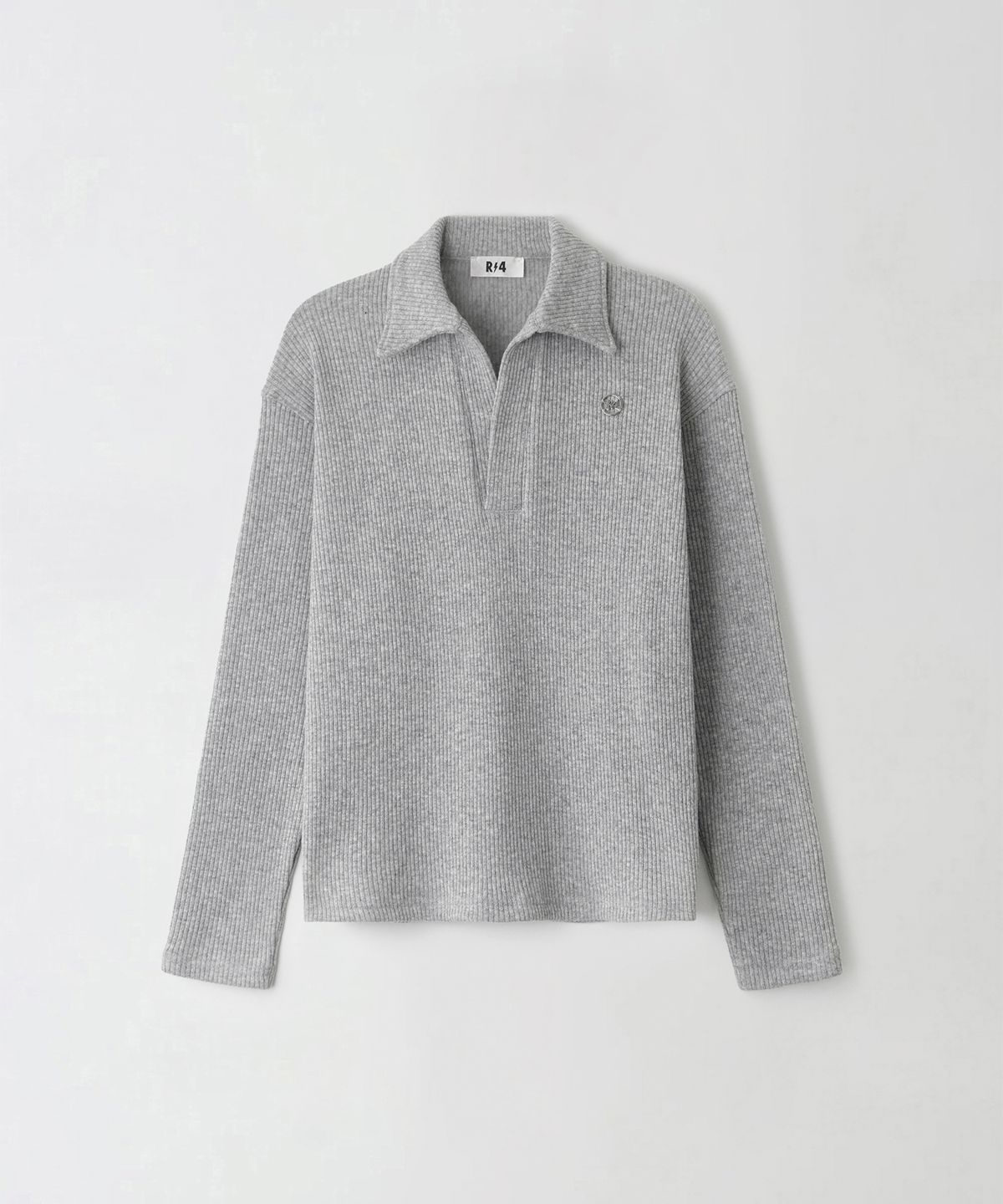알포(R-4) R-0075 / OPEN PLACKET WOOL KNIT(GREY)