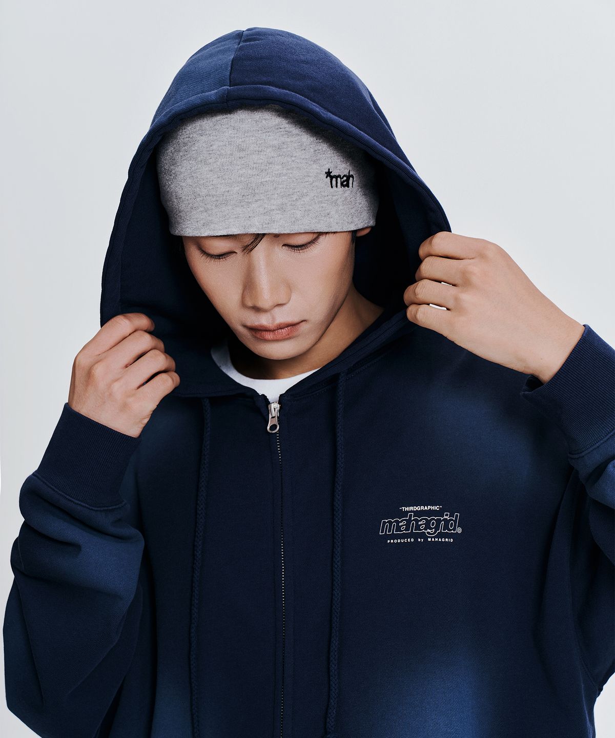 마하그리드(MAHAGRID) [10주년] mah LOGO DRAPE BEANIE[GREY]