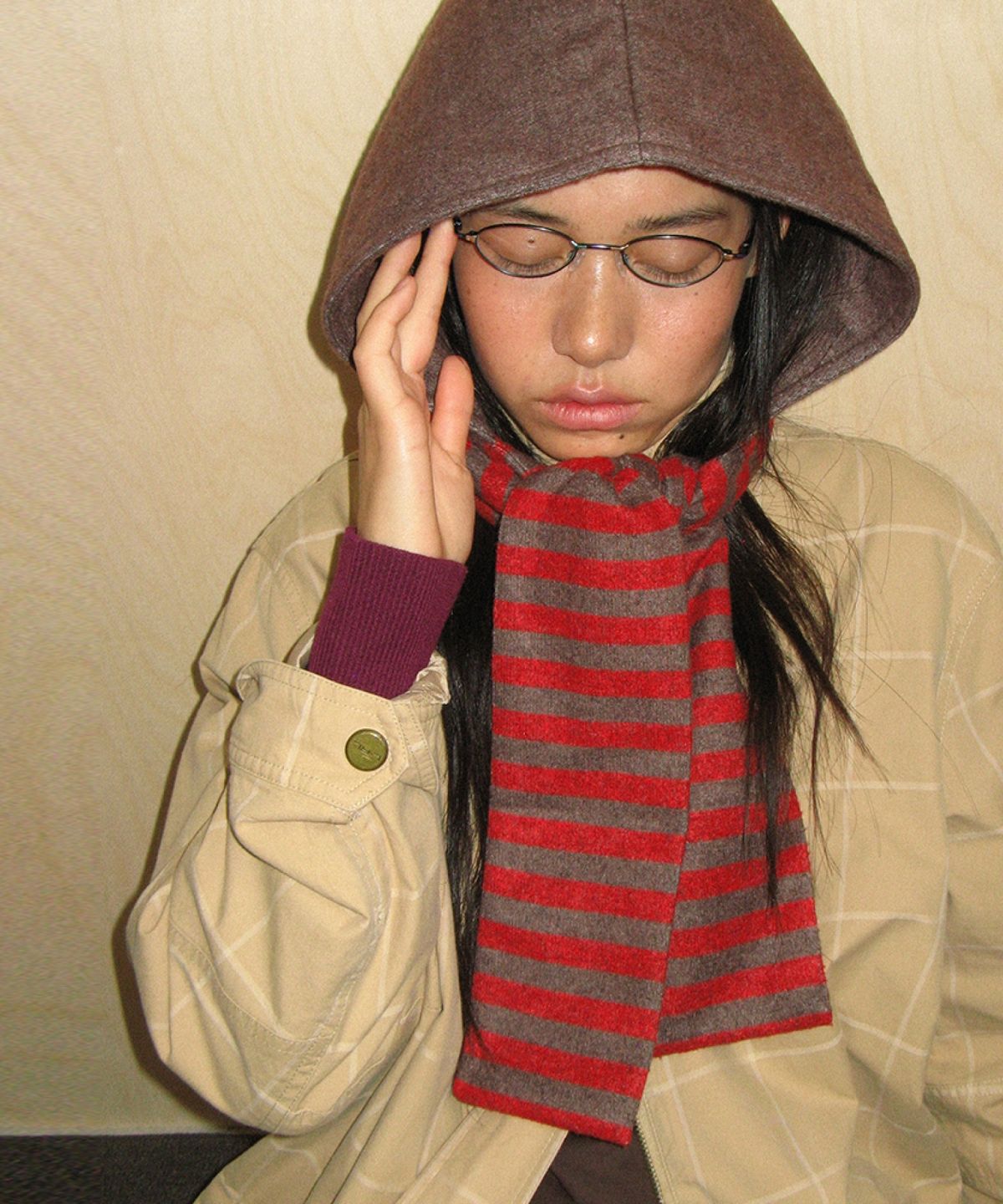 포테(POTE) 0020 Hooded Muffler_Brown Red