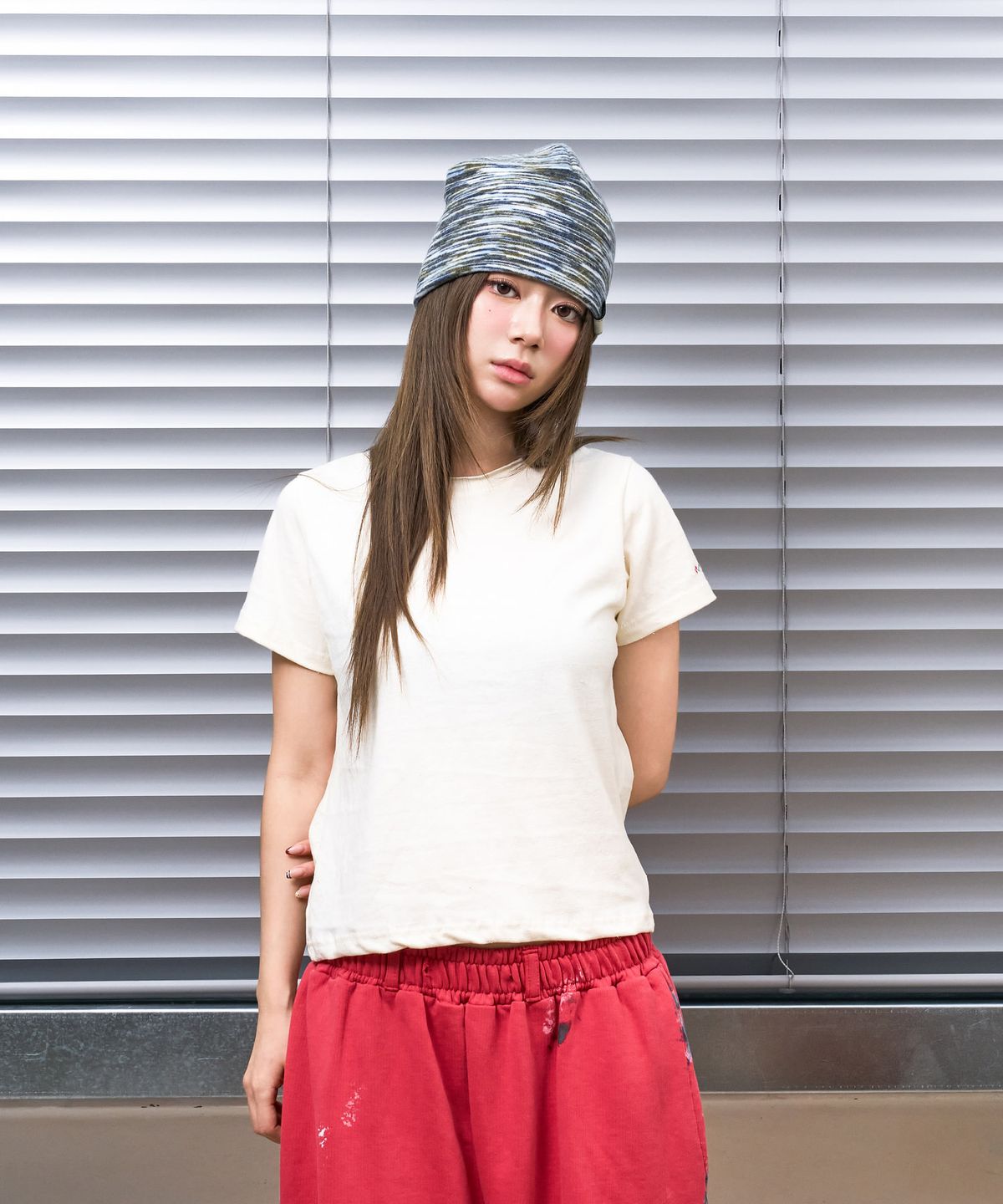 낫뉴(NOT NEW) nn Label Melange Fleece Beanie Navy