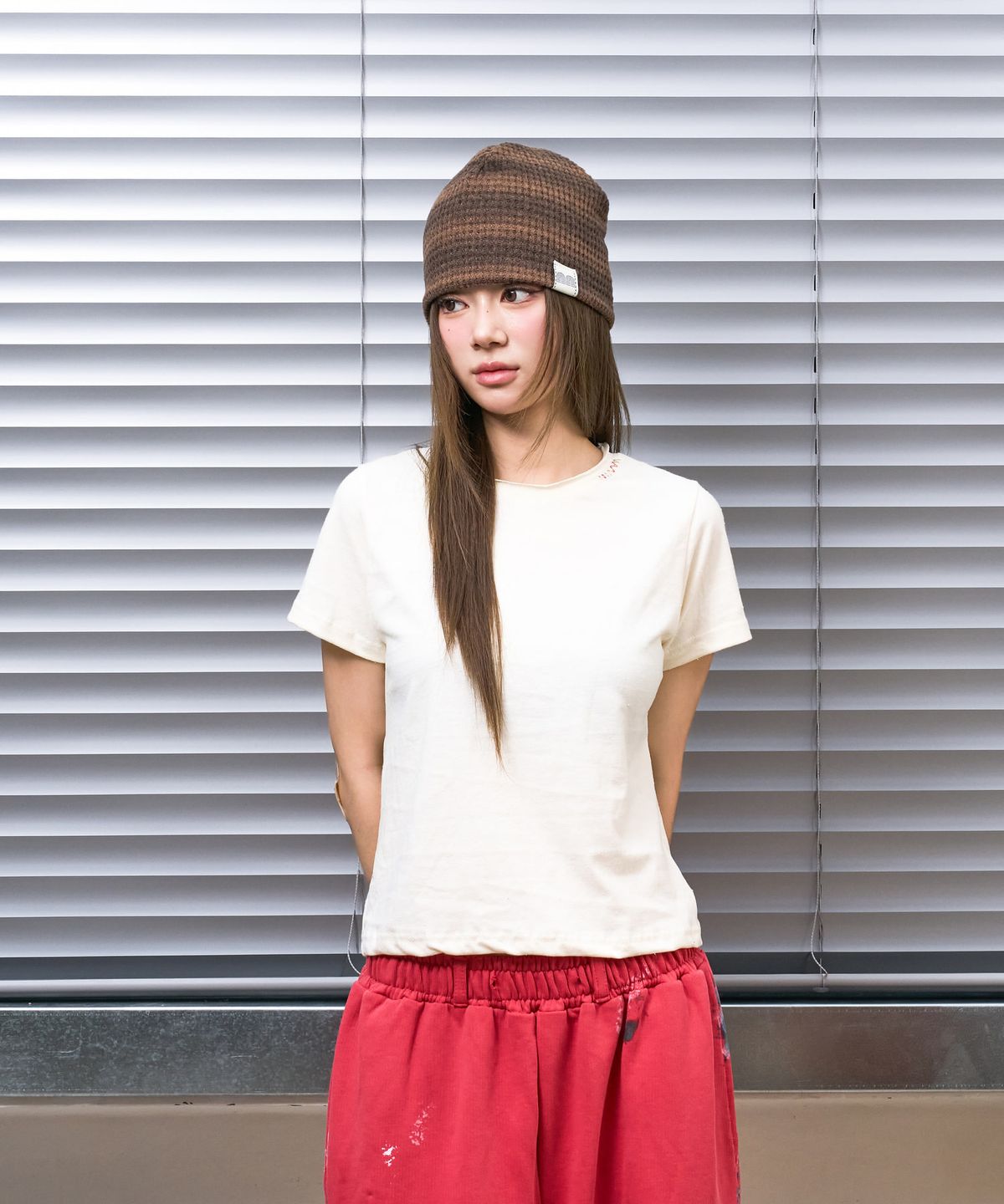 낫뉴(NOT NEW) nn Label Ombre Beanie Brown