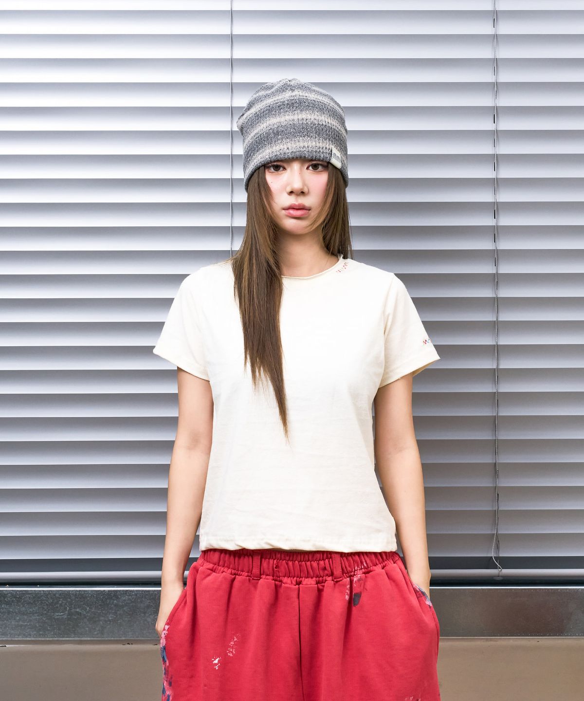 낫뉴(NOT NEW) nn Label Ombre Beanie Light Grey