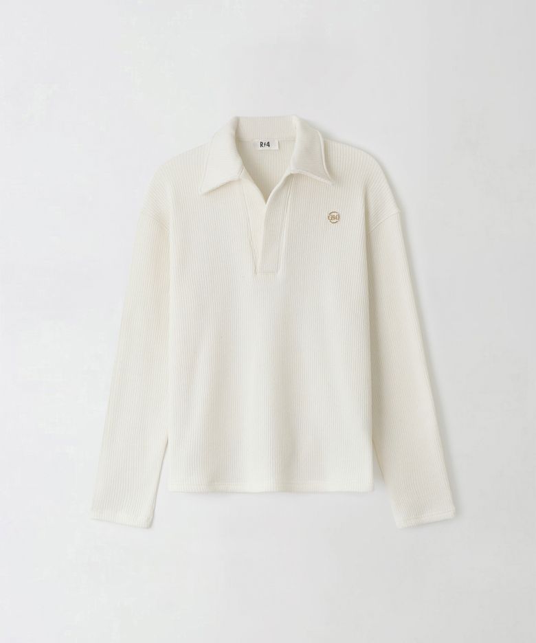 R-0075 / OPEN PLACKET WOOL KNIT(CREAM)