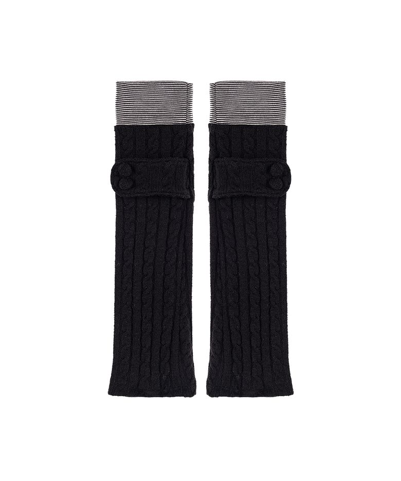 Button Strap Leg Warmer, Black