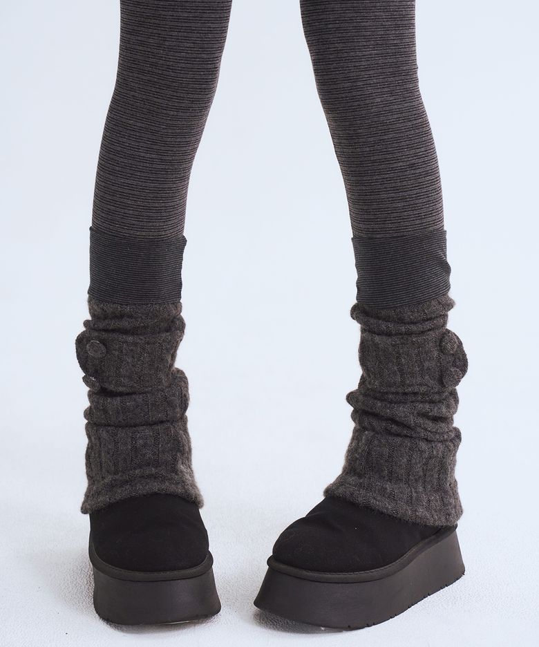 Button Strap Leg Warmer, Charcoal