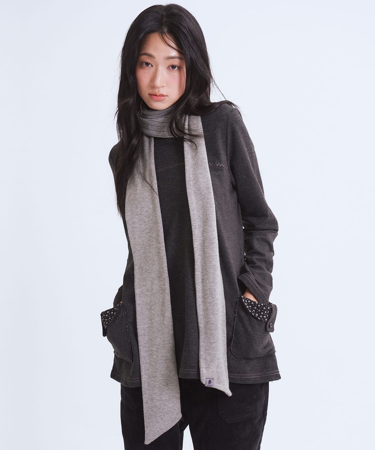 오피쉬(OAFISH) Stripe Collar Scarf, Gray