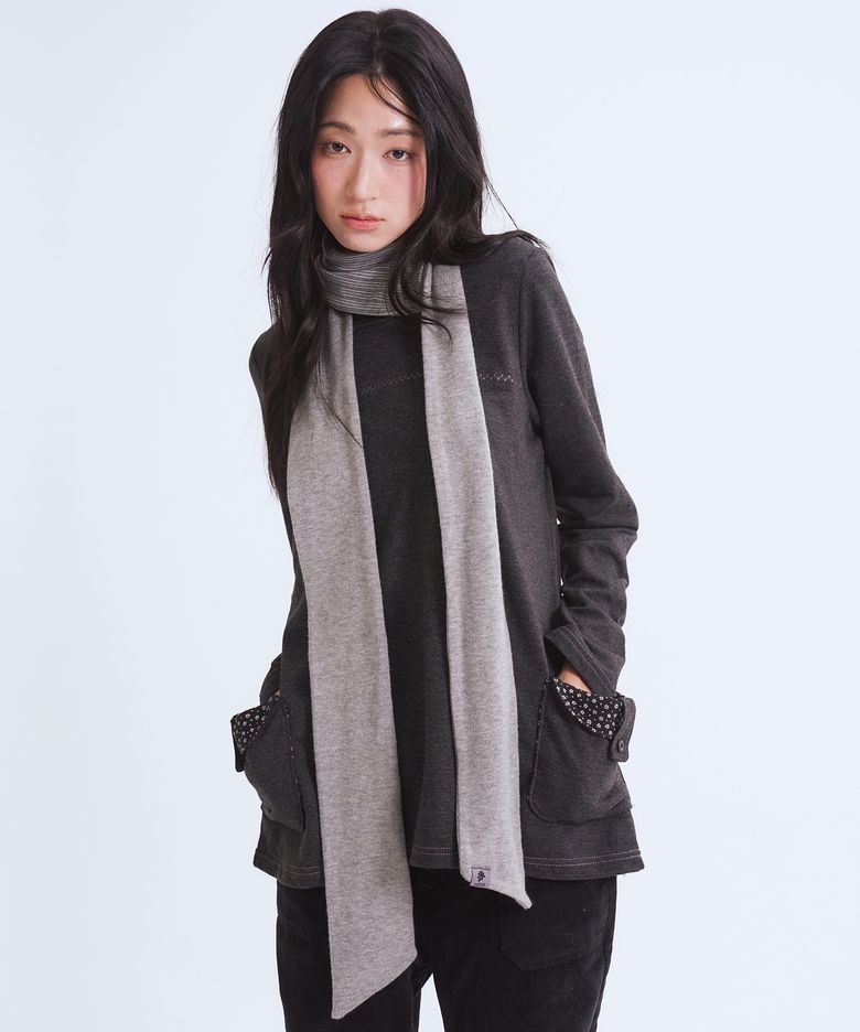 Stripe Collar Scarf, Gray