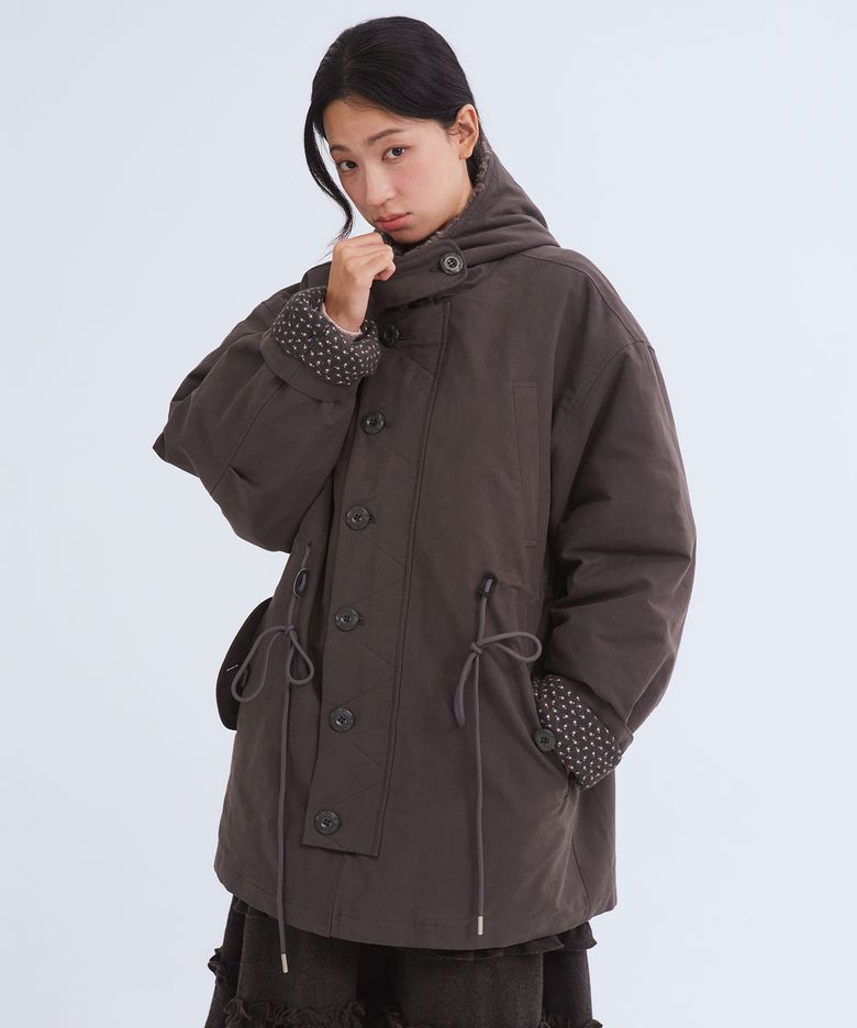 Hooded Field Padding Jacket, Charcoal