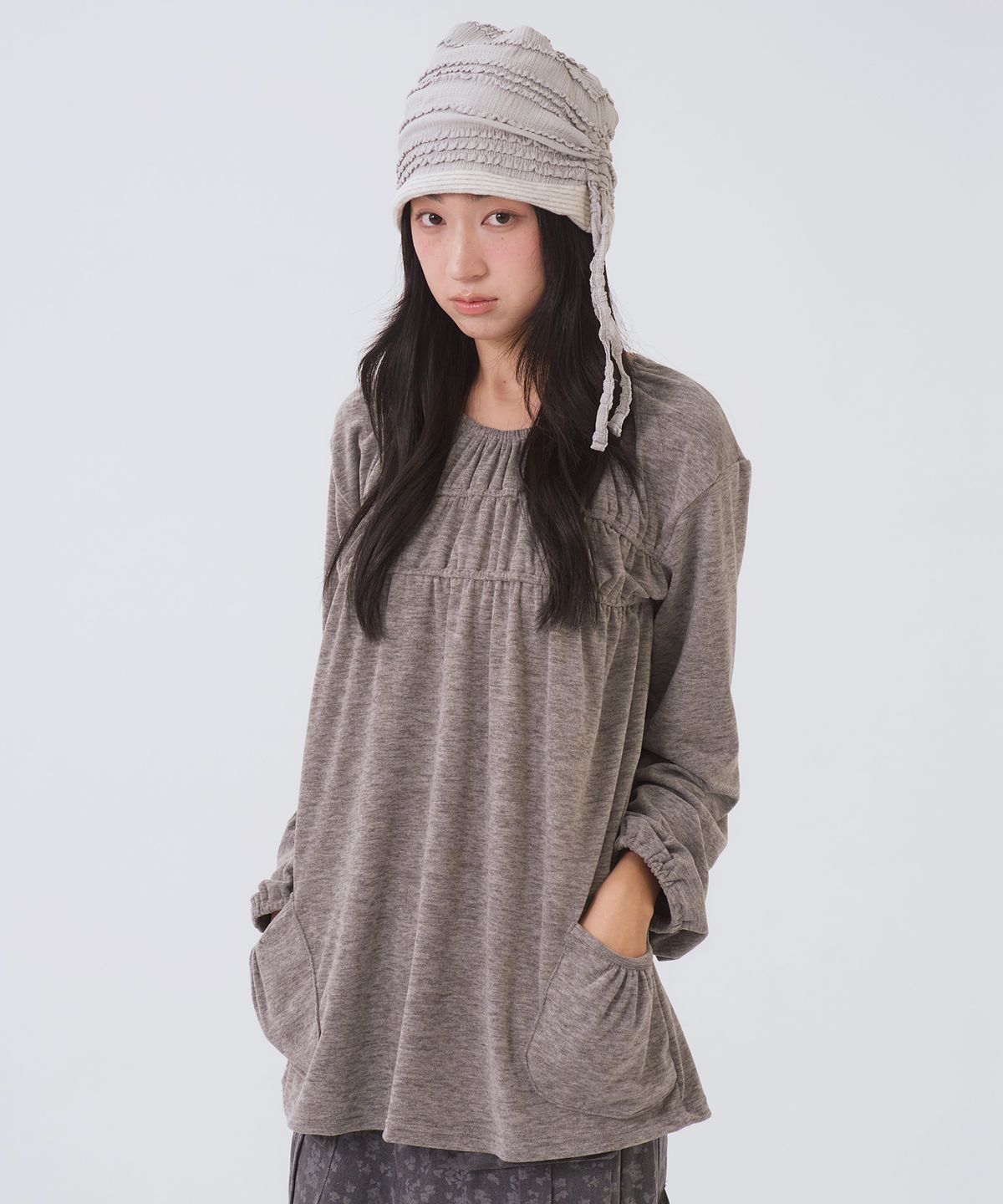 오피쉬(OAFISH) Shirring Pocket Longsleeve, Gray