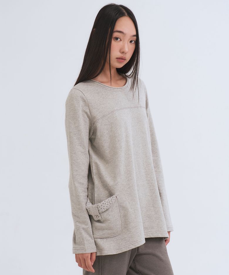 Button Pocket Long Sleeve, Gray