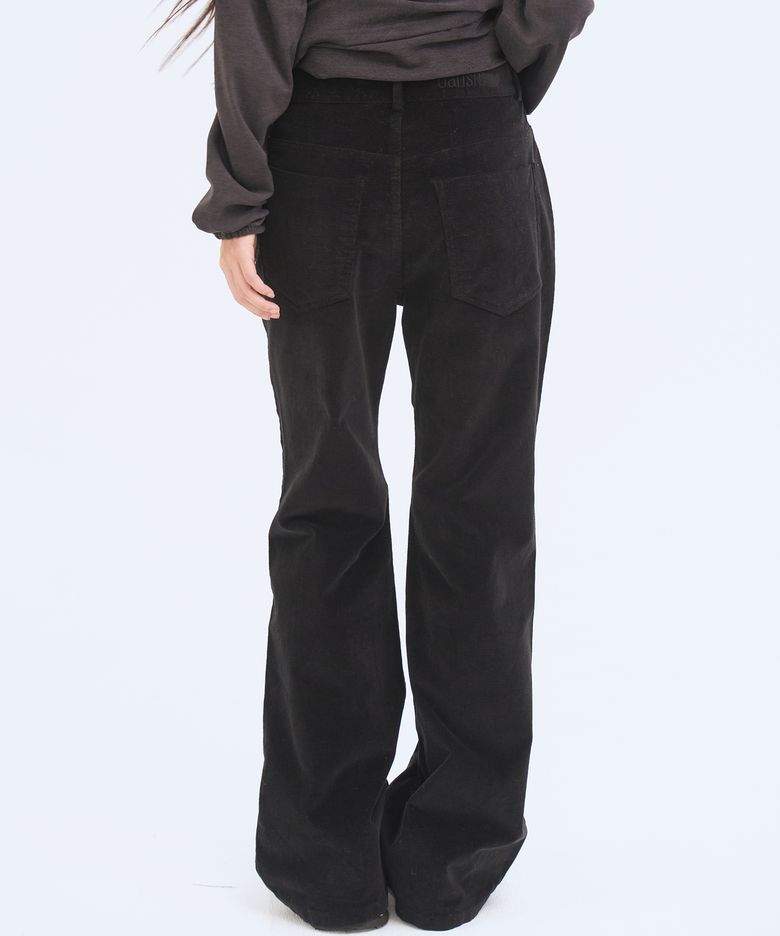 Corduroy Bootcut Pants, Black