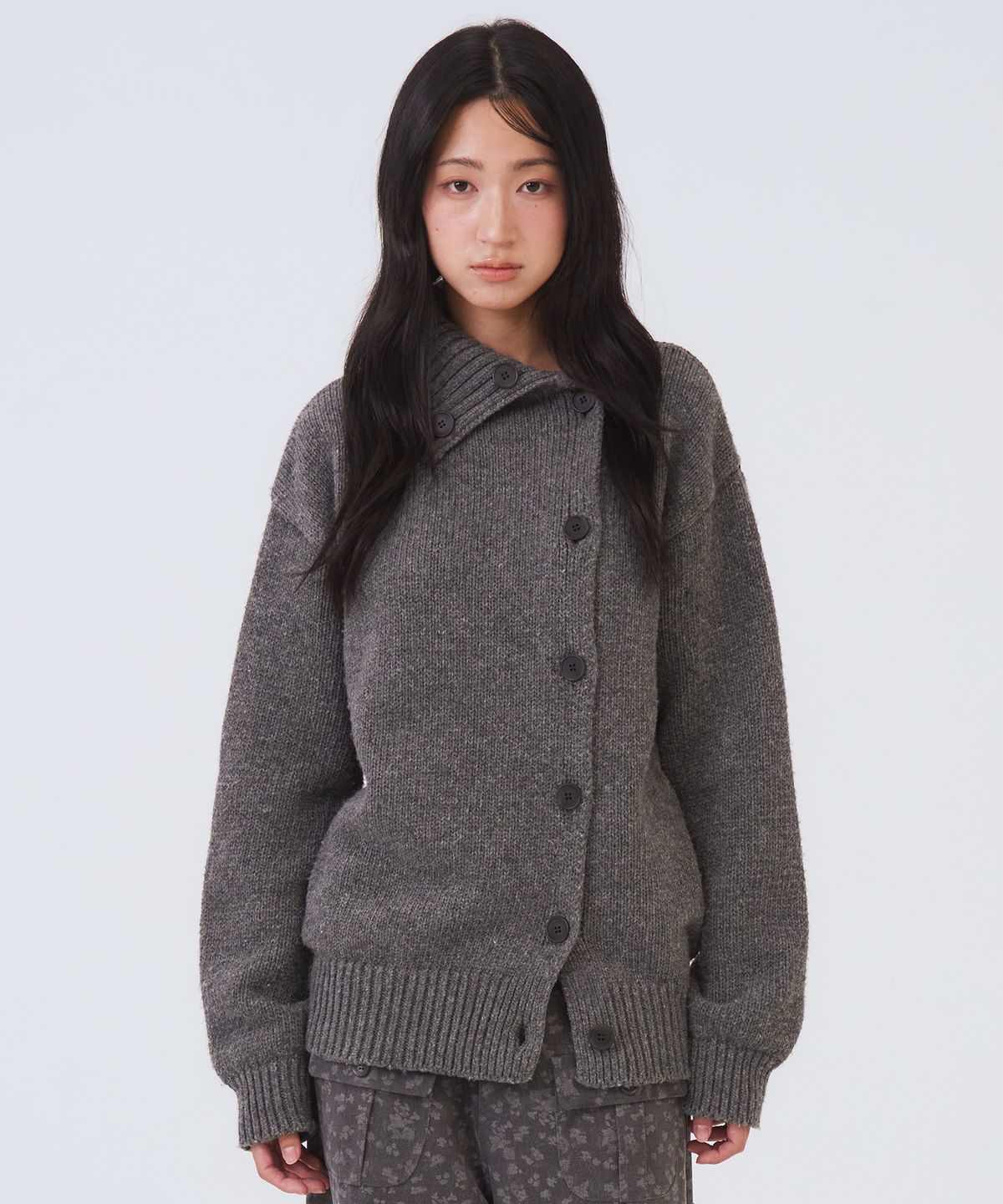 오피쉬(OAFISH) Morrow High Neck Cardigan, Charcoal