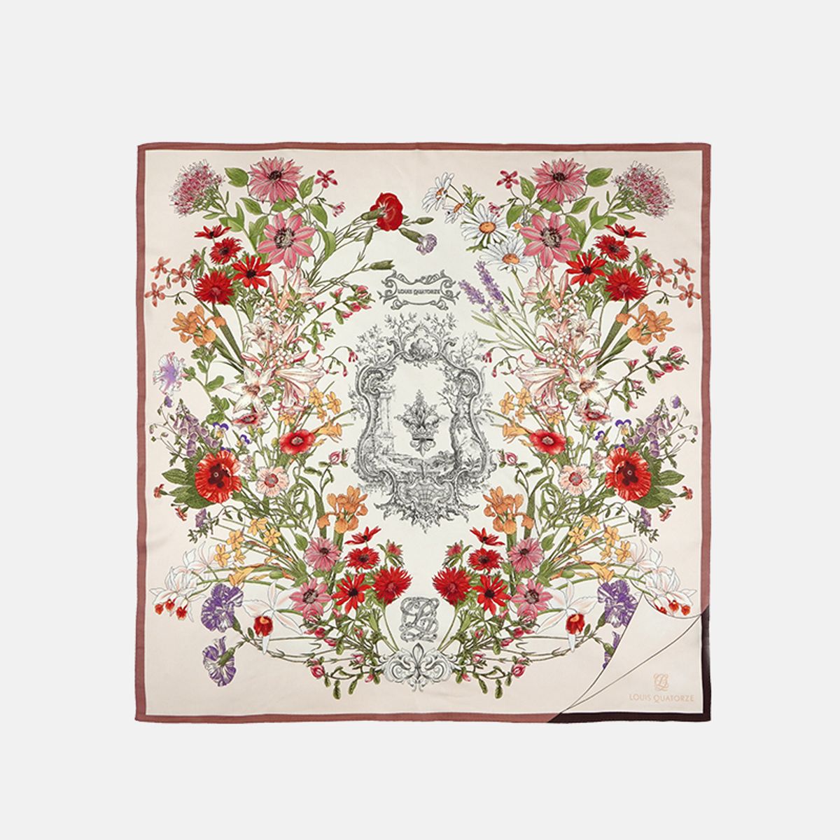 루이까또즈스카프(LOUIS QUATORZE SCARF) 로얄가든더블 실크 사각 스카프 1BSS179
