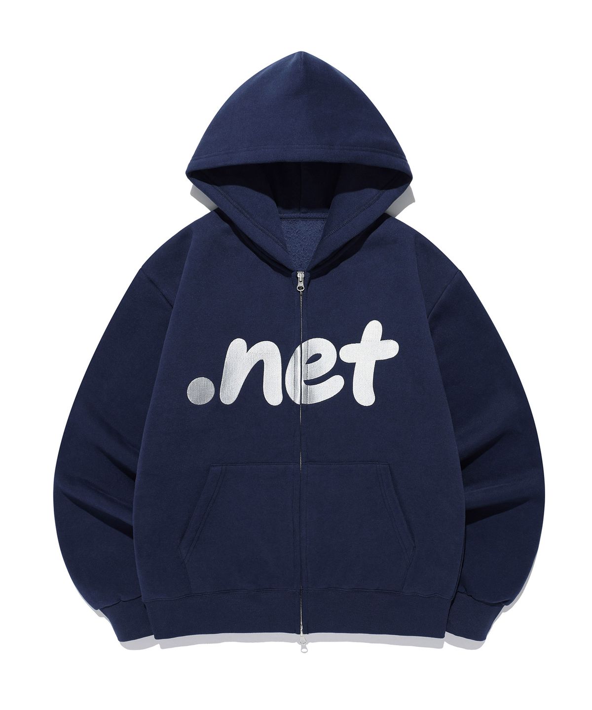 이지이지이지(EASYEASYEASY) Easy Net Logo Zip Hoodie Navy
