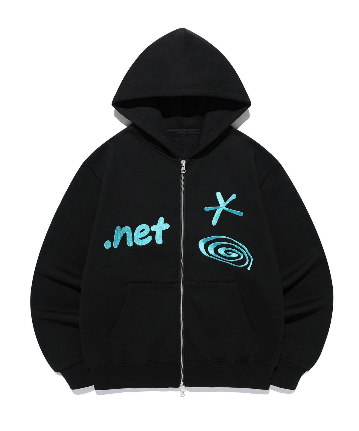 이지이지이지(EASYEASYEASY) Net Coil Zip Hoodie Black