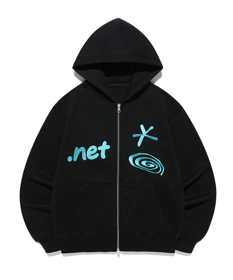 Net Coil Zip Hoodie Black