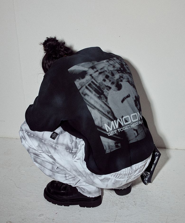 VTG printing heavy waffle LS-BK dirty