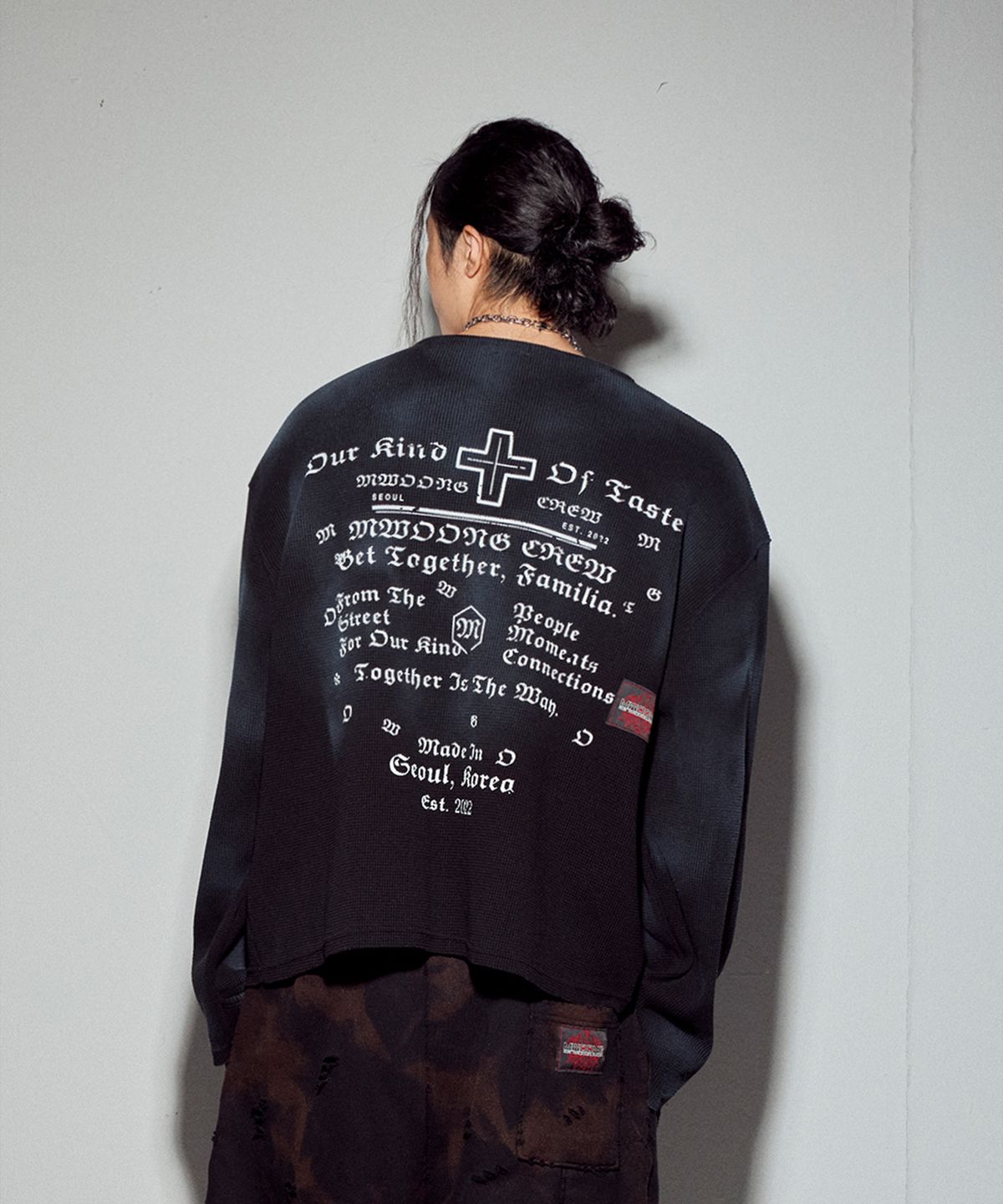 뭉(MWOONG) Cross heavy waffle LS-BK dirty