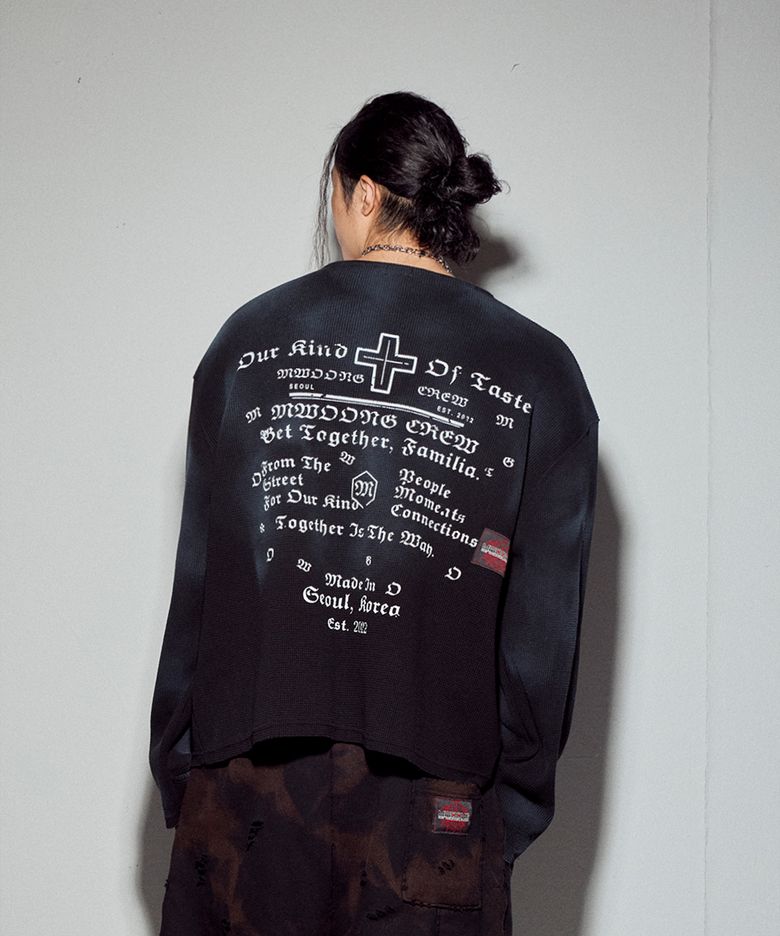 Cross heavy waffle LS-BK dirty