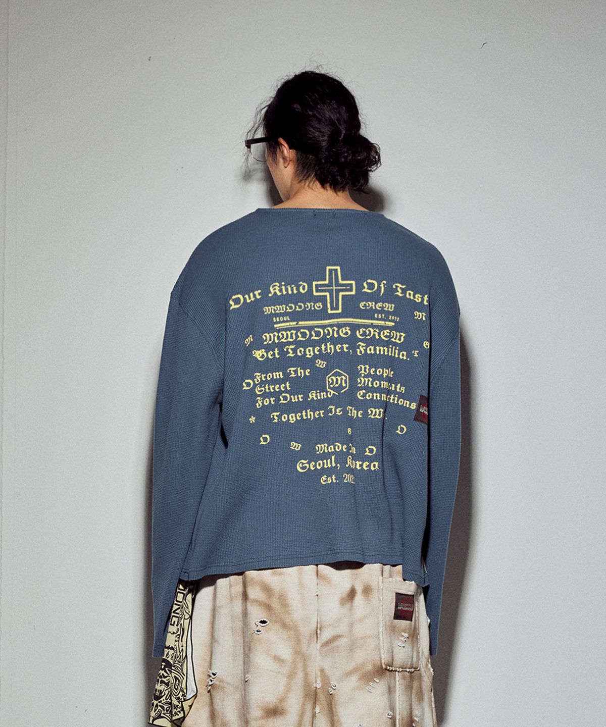 뭉(MWOONG) Cross heavy waffle LS-dusty blue