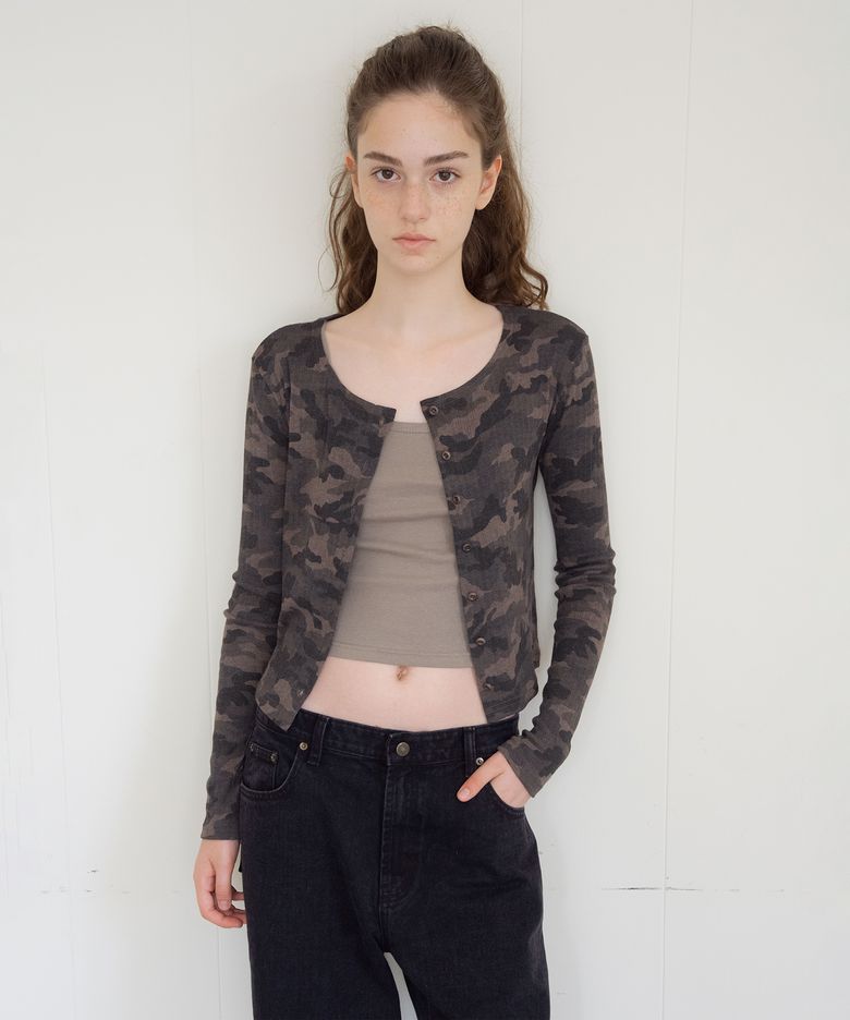 camo slim cardigan (khaki)