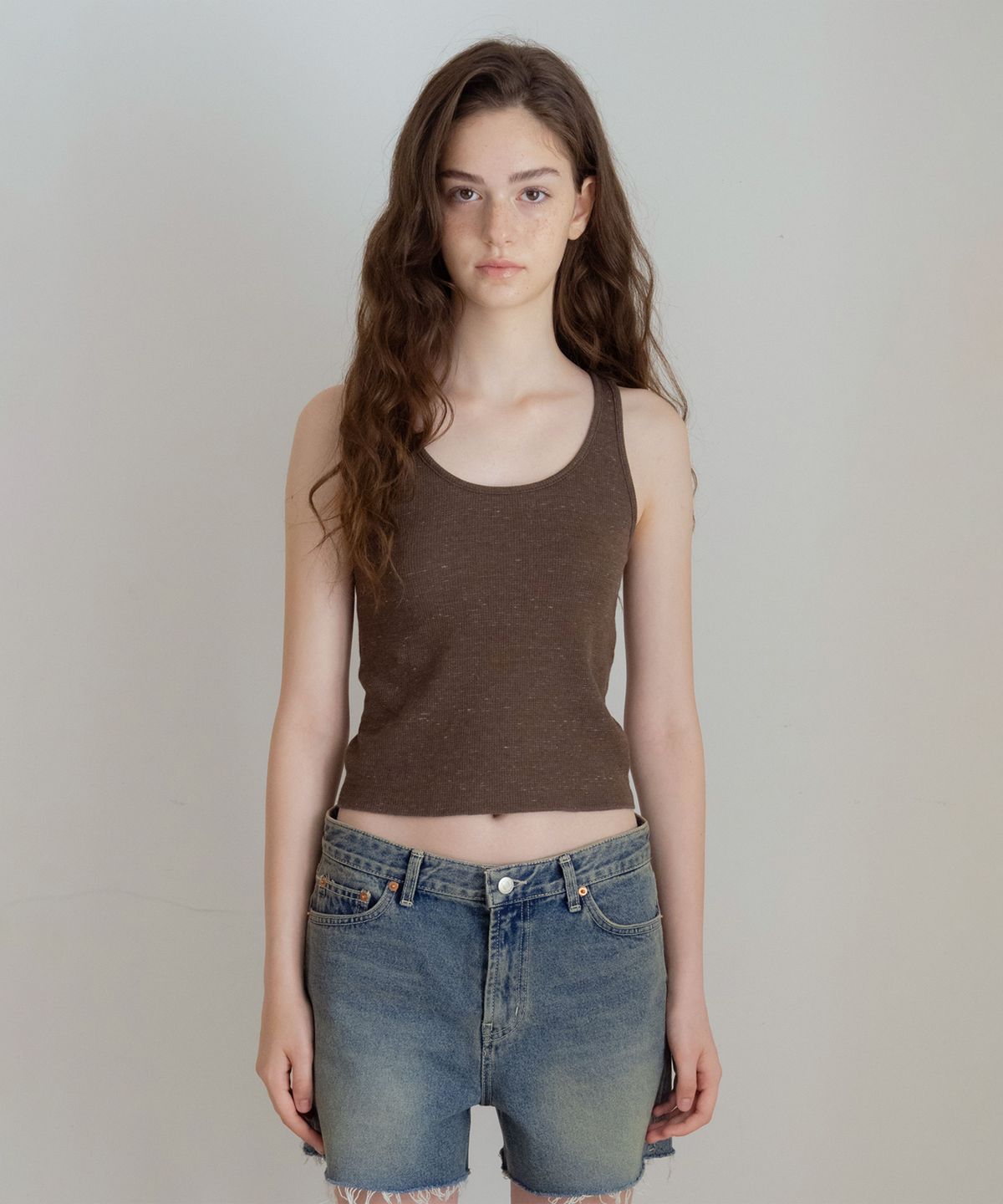 헤더먼트(HETHERMENT) cosmic waffle sleeveless (brown)