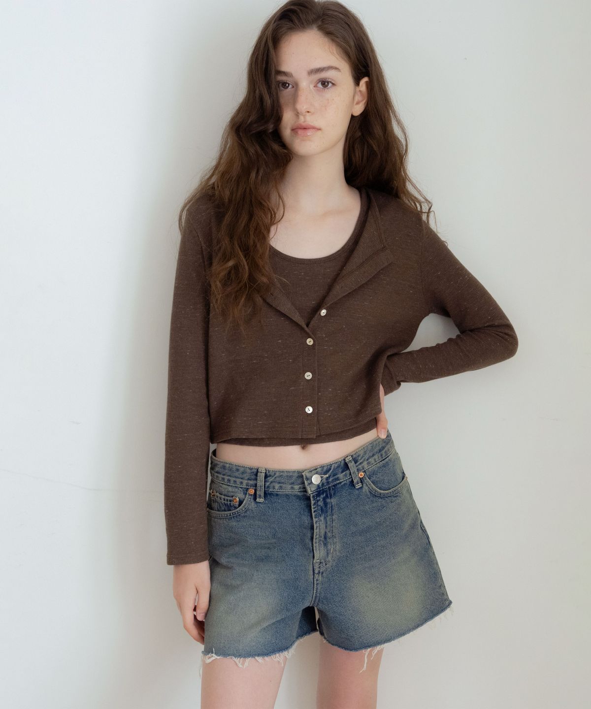 헤더먼트(HETHERMENT) cosmic waffle cardigan (brown)