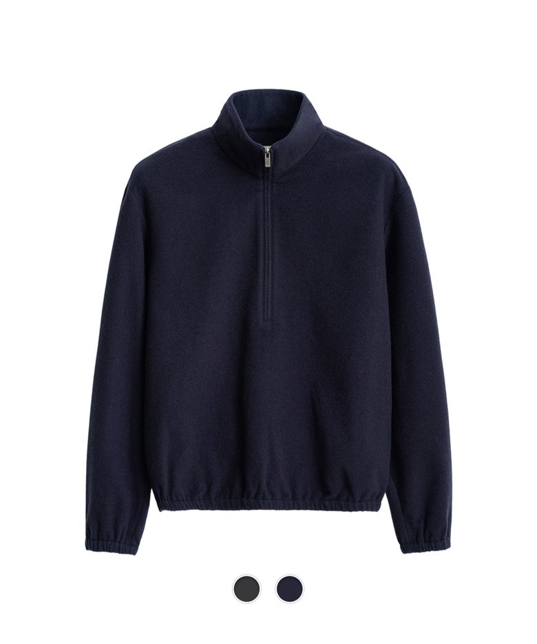 Wool Jersey Half Zip-Up - 2 Color