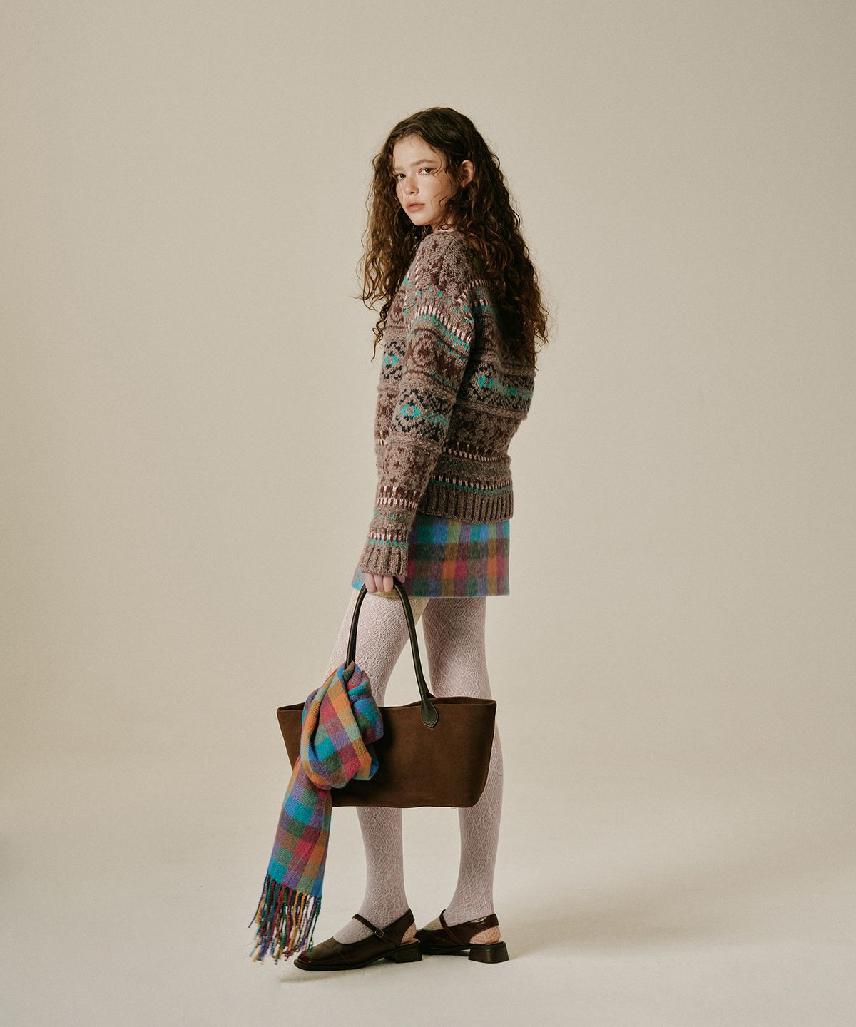 그린버터(GREENBUTTER) Wool Multi Check Skirt (Multi)