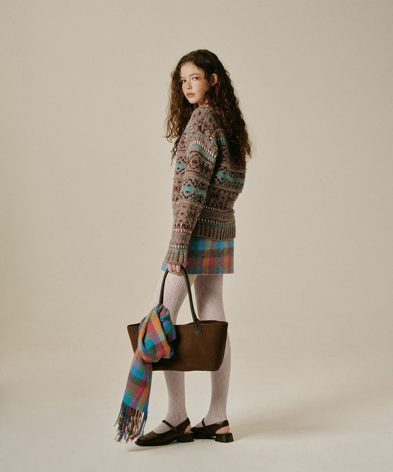 Wool Multi Check Skirt (Multi)