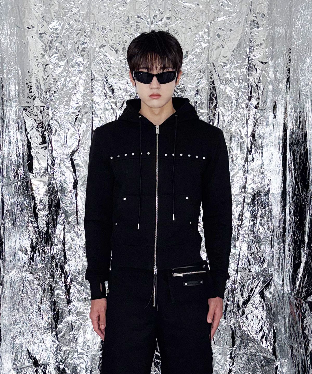 모어댄블랙(MORE THAN BLACK) BIKER ZIP UP HOOD JACKET