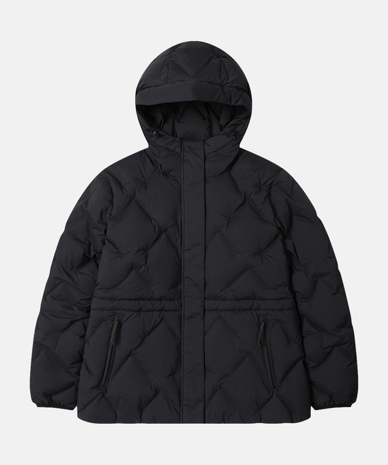 여성 솟솟 중기장 후드 경량 다운 재킷 TVJDW26512BLK