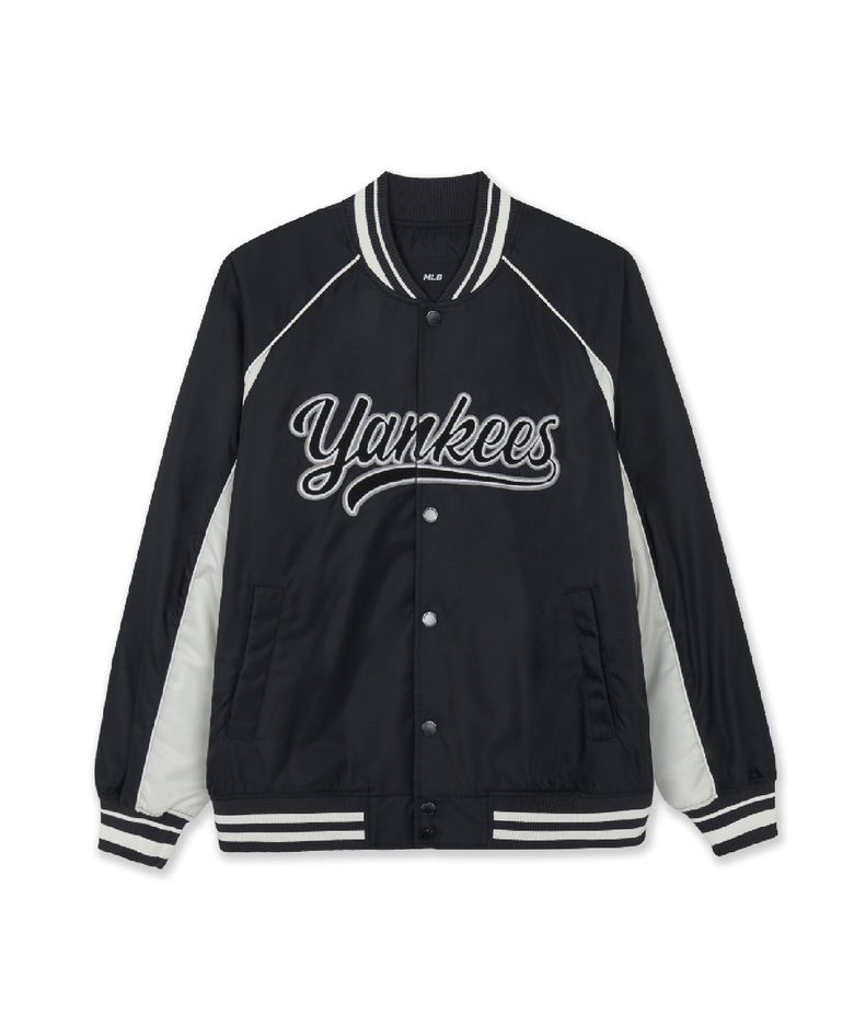 나일론 블록킹 컬시브 바시티자켓 NY (Black)