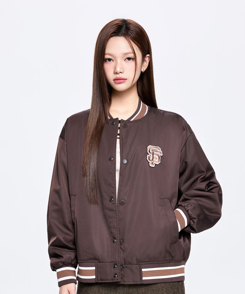 나일론 레터 바시티자켓 SF (D.Brown)