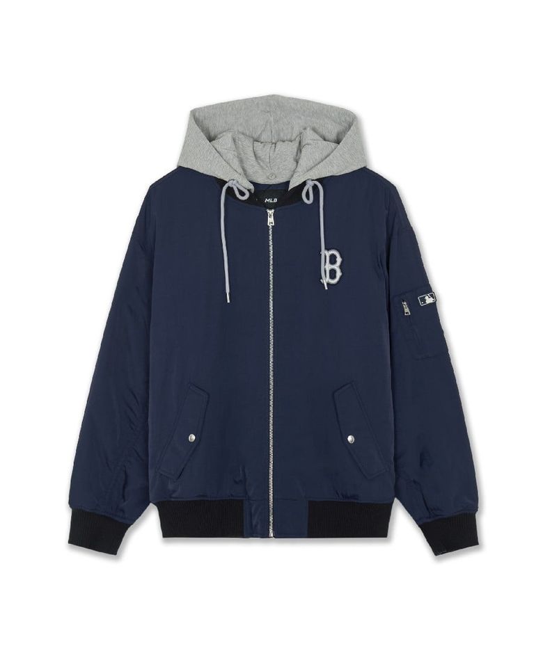 나일론 후드탈착 바시티자켓 BOS (D.Navy)