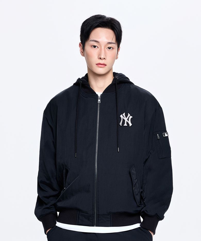 나일론 후드탈착 바시티자켓 NY (Black)