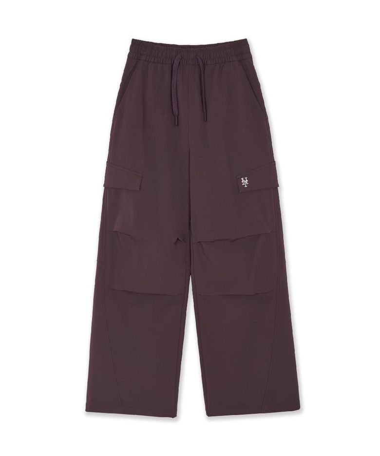 여성 고프코어 커브드 라인 기모 와이드 플레어 팬츠 NYM (Ptn.Burgundy)