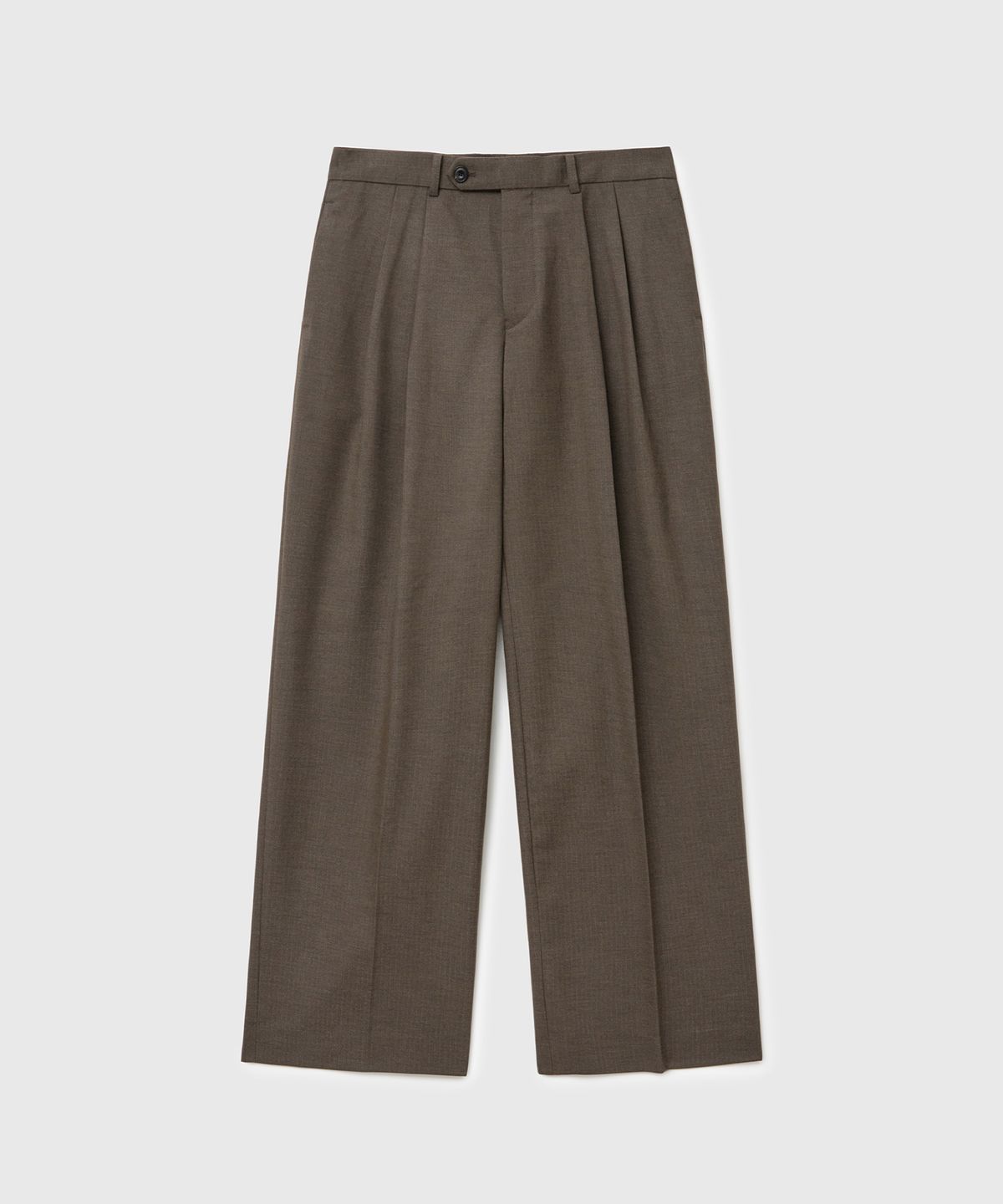 베른(VERN) HERRINGBONE TWO TUCK LOOSE FIT SLACKS (BROWN)
