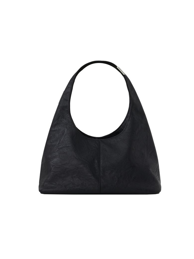 G LEATHER HALF SHOULDER BAG (BLACK)