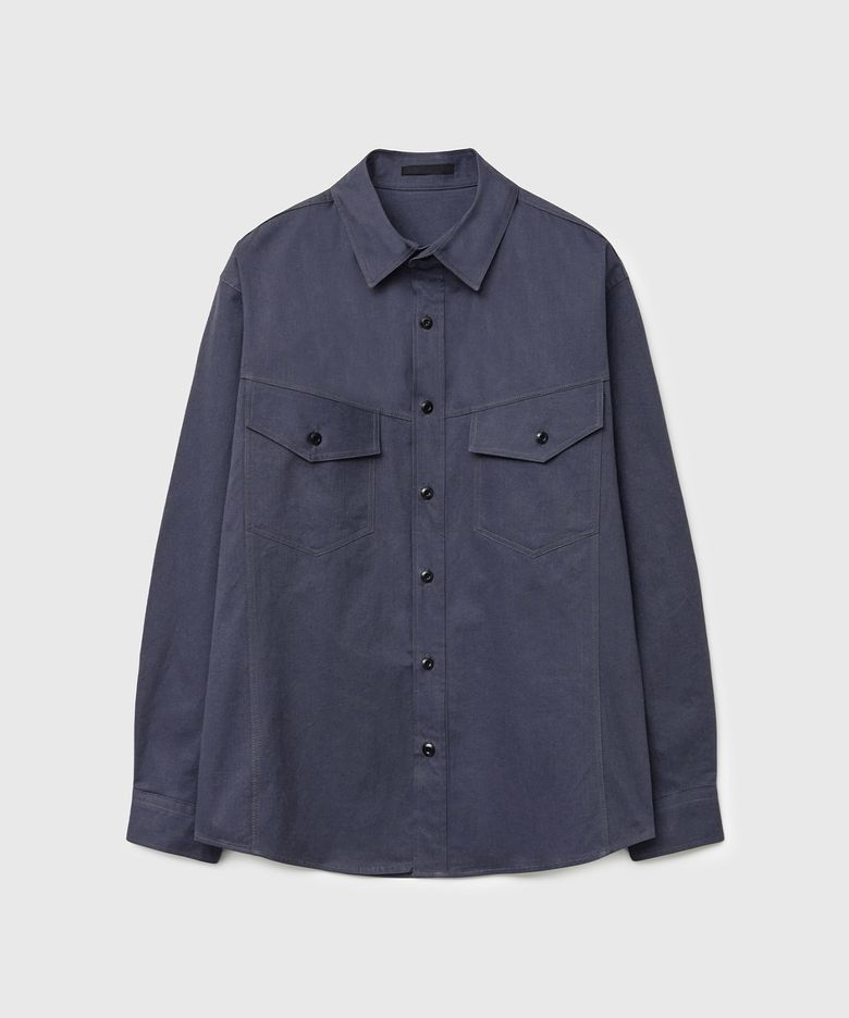 COTTON VINTAGE WORK SHIRT (ASH NAVY)