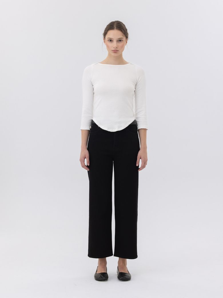 90s HIGH RISE WIDE LEG JEANS (SHORT) (BLACK)