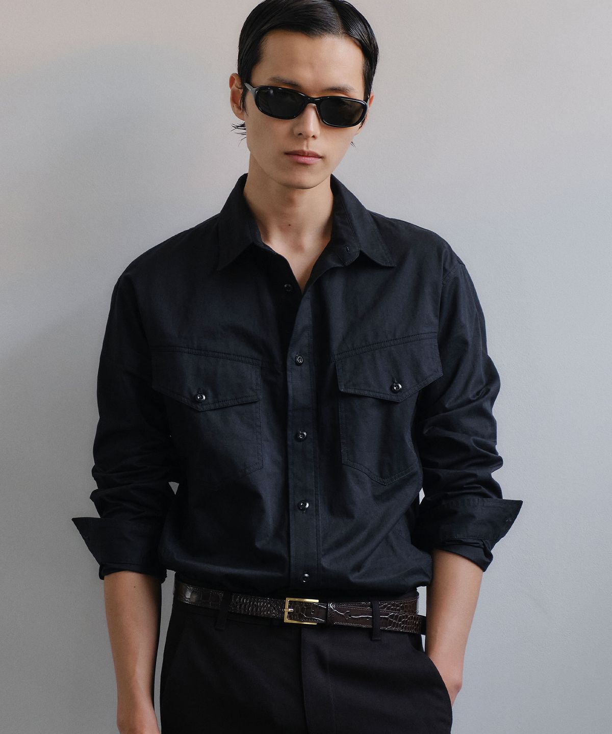 베른(VERN) COTTON VINTAGE WORK SHIRT (BLACK)