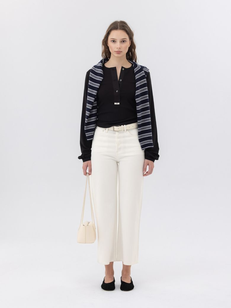 90s HIGH RISE WIDE LEG JEANS (SHORT) (WHITE)
