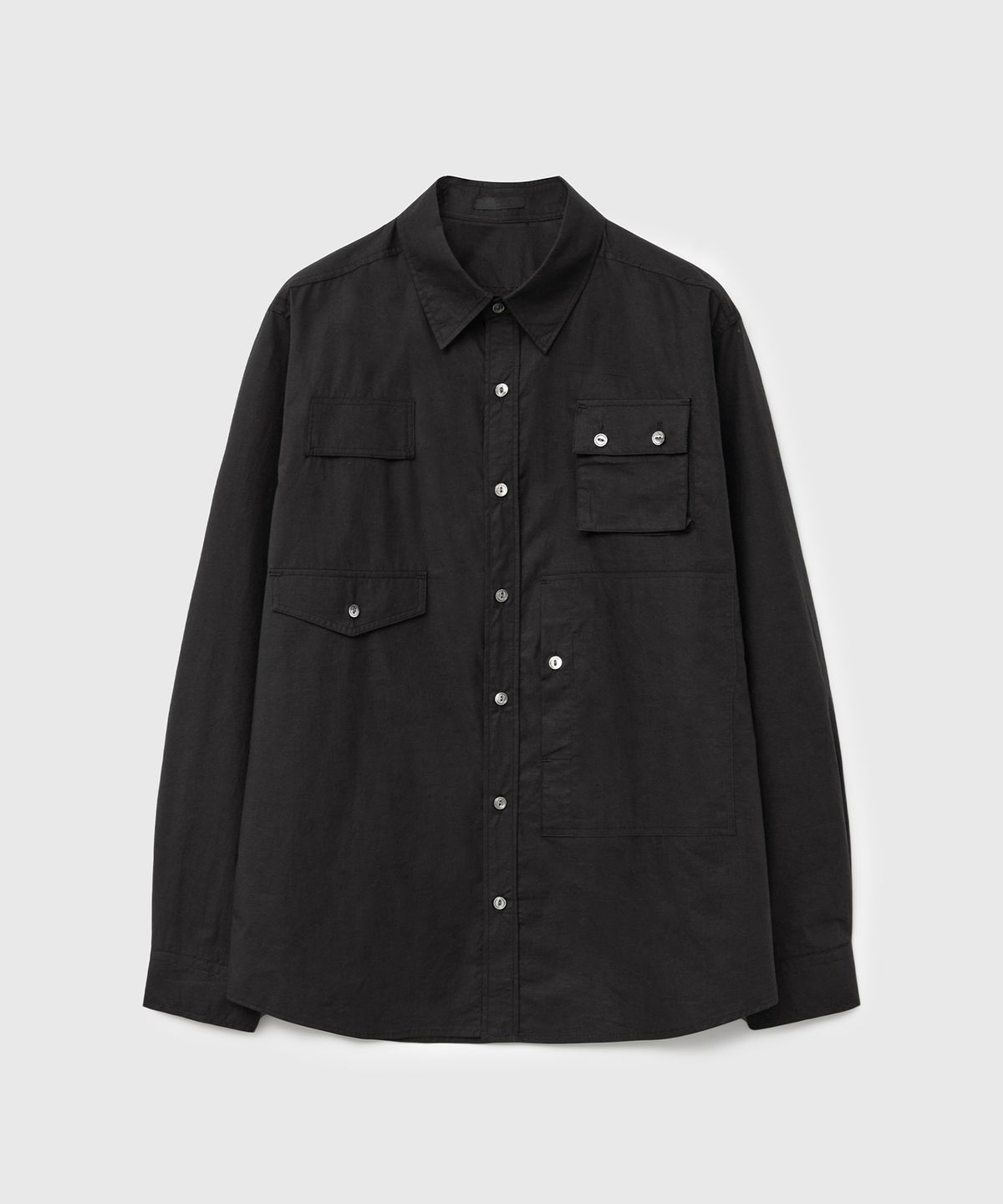 베른(VERN) MILITARY COTTON SHIRT (BLACK)