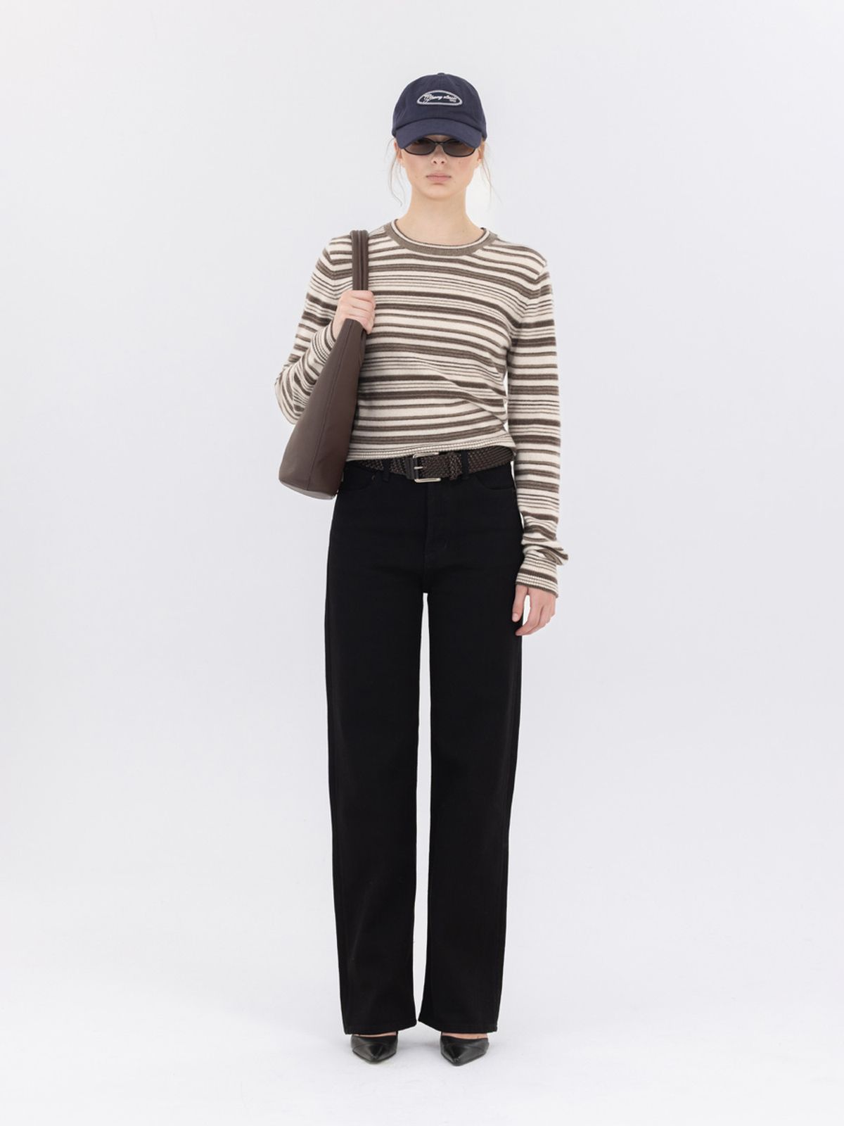 글로니(GLOWNY) 90s HIGH RISE WIDE LEG JEANS (LONG) (BLACK)
