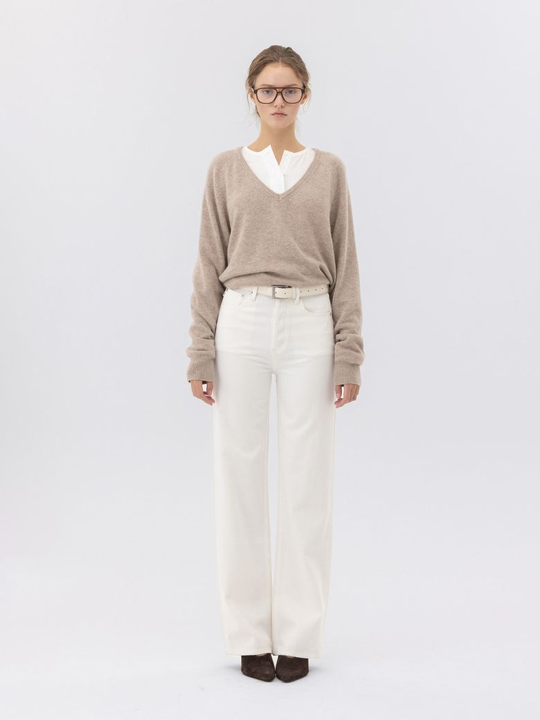 90s HIGH RISE WIDE LEG JEANS (LONG) (WHITE)