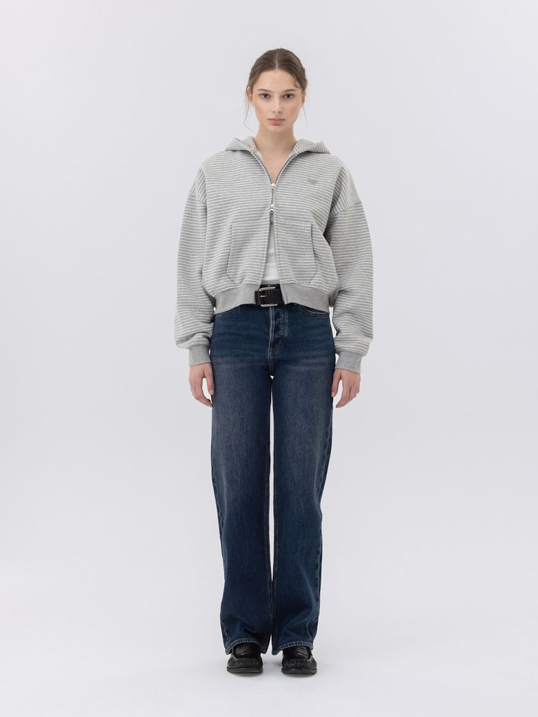 90s HIGH RISE WIDE LEG JEANS (LONG) (DEEP BLUE)