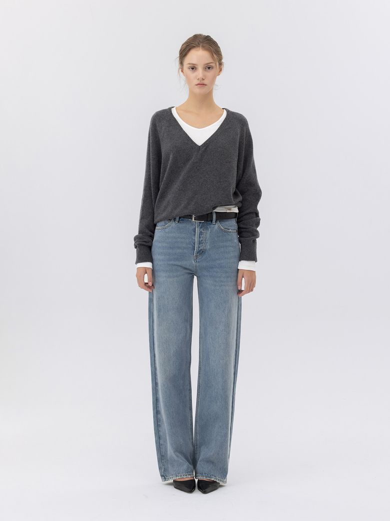 90s HIGH RISE WIDE LEG JEANS (LONG) (LIGHT BLUE)
