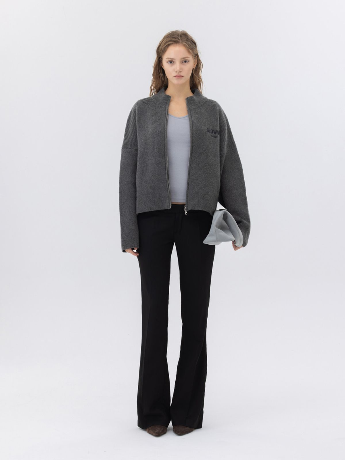 글로니(GLOWNY) G MODERN BOOTCUT WOOL SLACKS (BLACK)